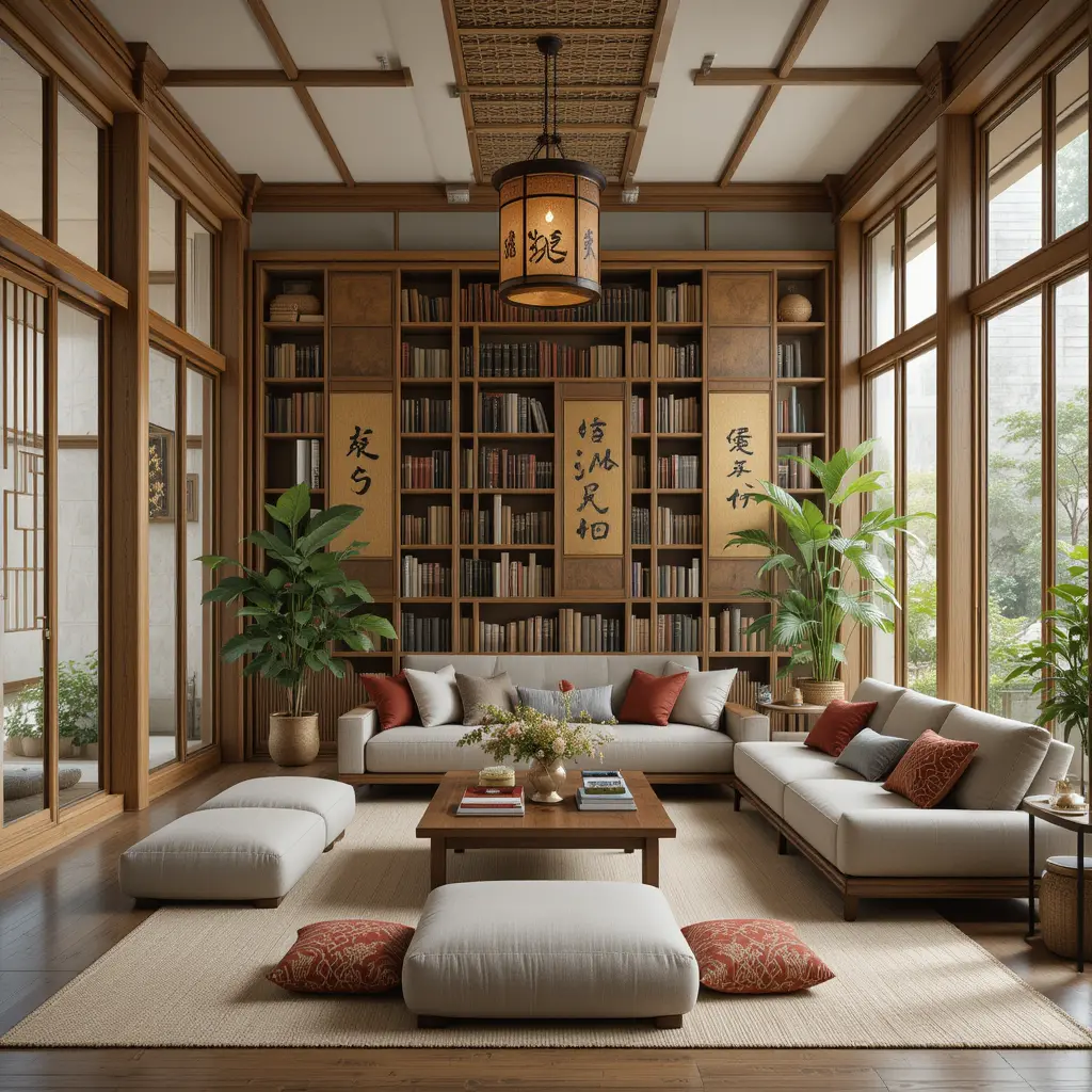 Asian-Inspired Library Room Design