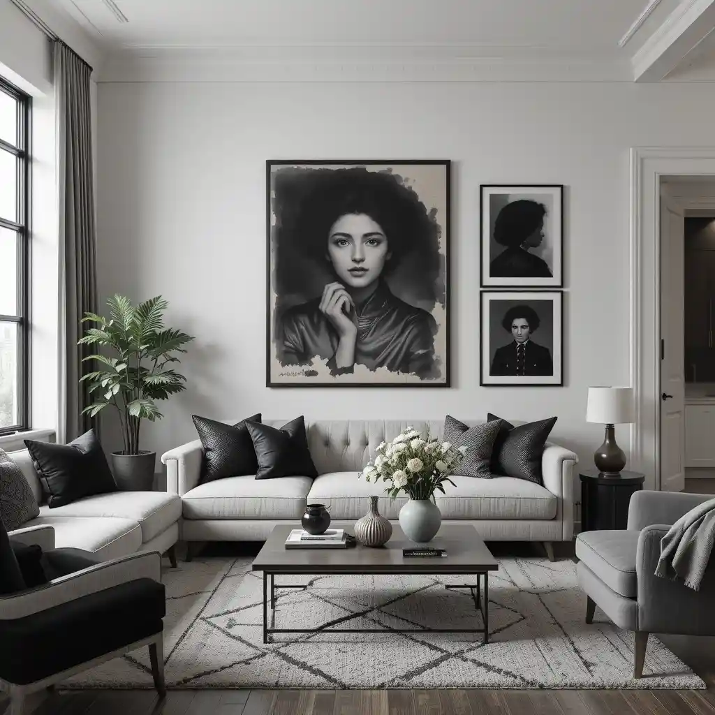 Black Artwork on Neutral Walls