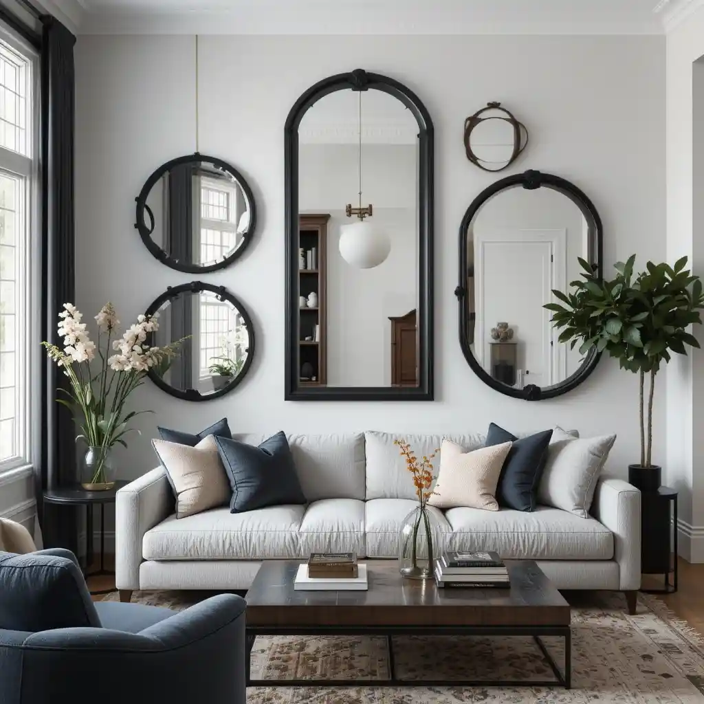 Black Framed Mirrors for Depth