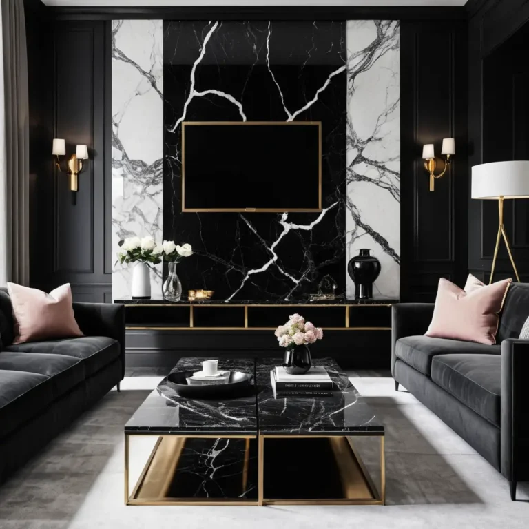 Black Marble Accents for an Elegant Touch