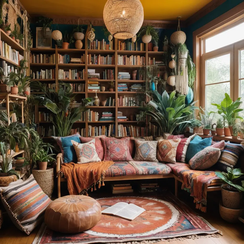 Bohemian Library Room Design