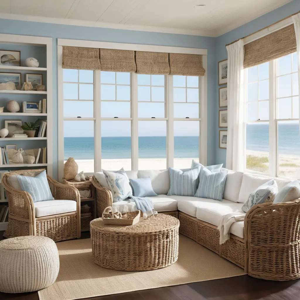 Coastal Library Room Design