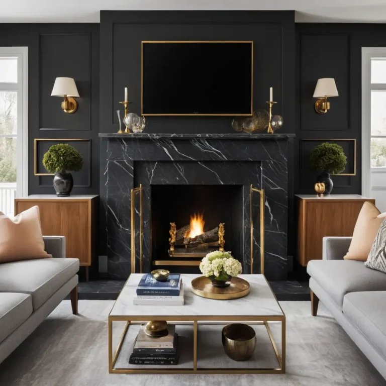 Dark Marble Fireplace