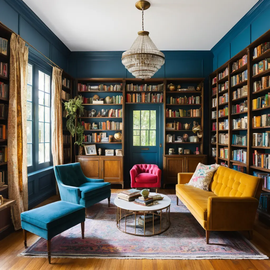 Eclectic Library Room Design