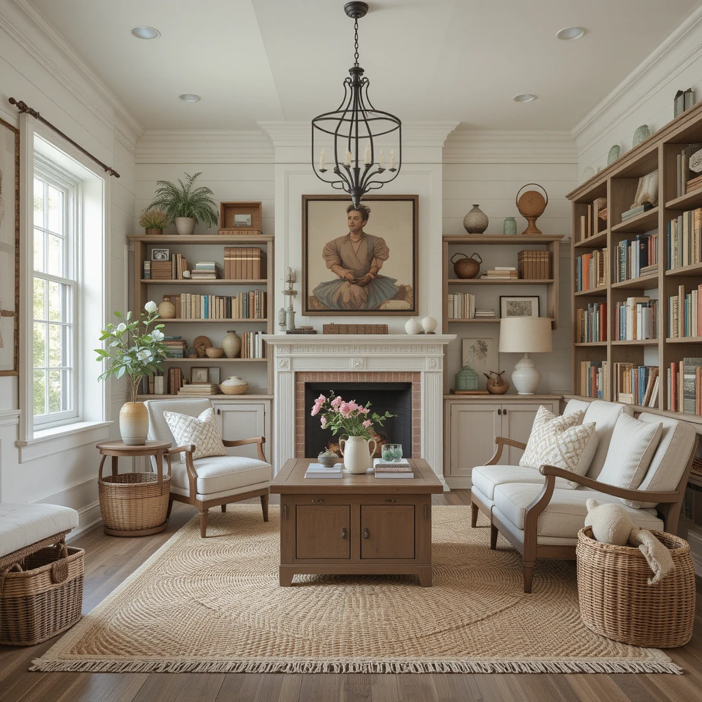 Farmhouse Library Room Design