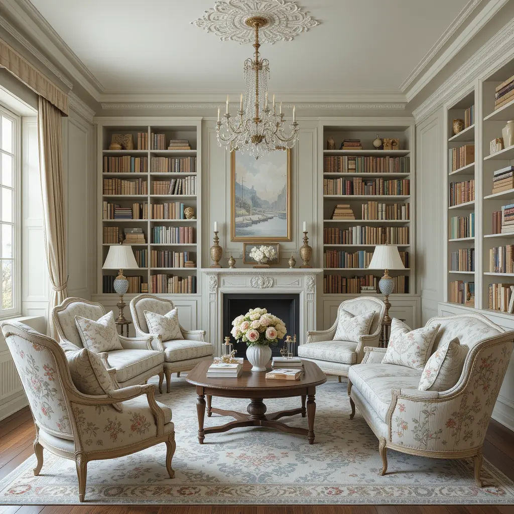 French Country Library Room Design