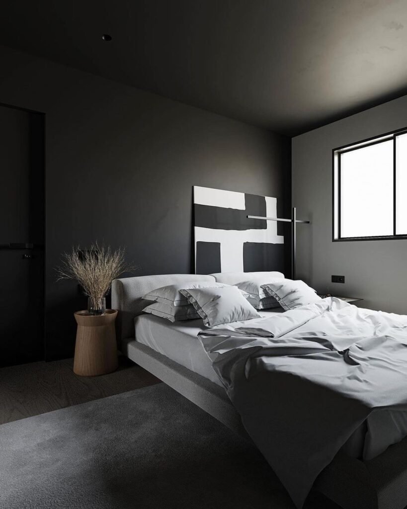 Grey Black And White Bedroom With Window