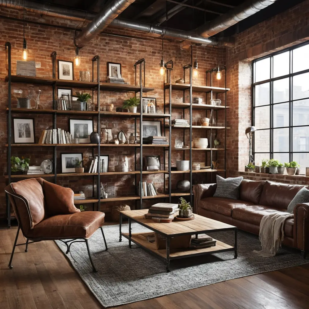 Industrial Style Library Room Design