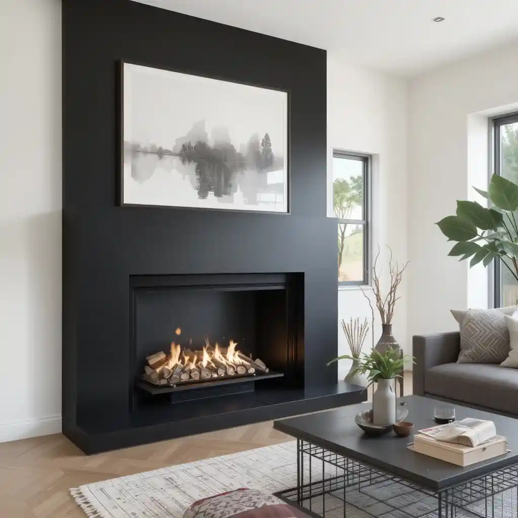 Matte Black Fireplace Surround