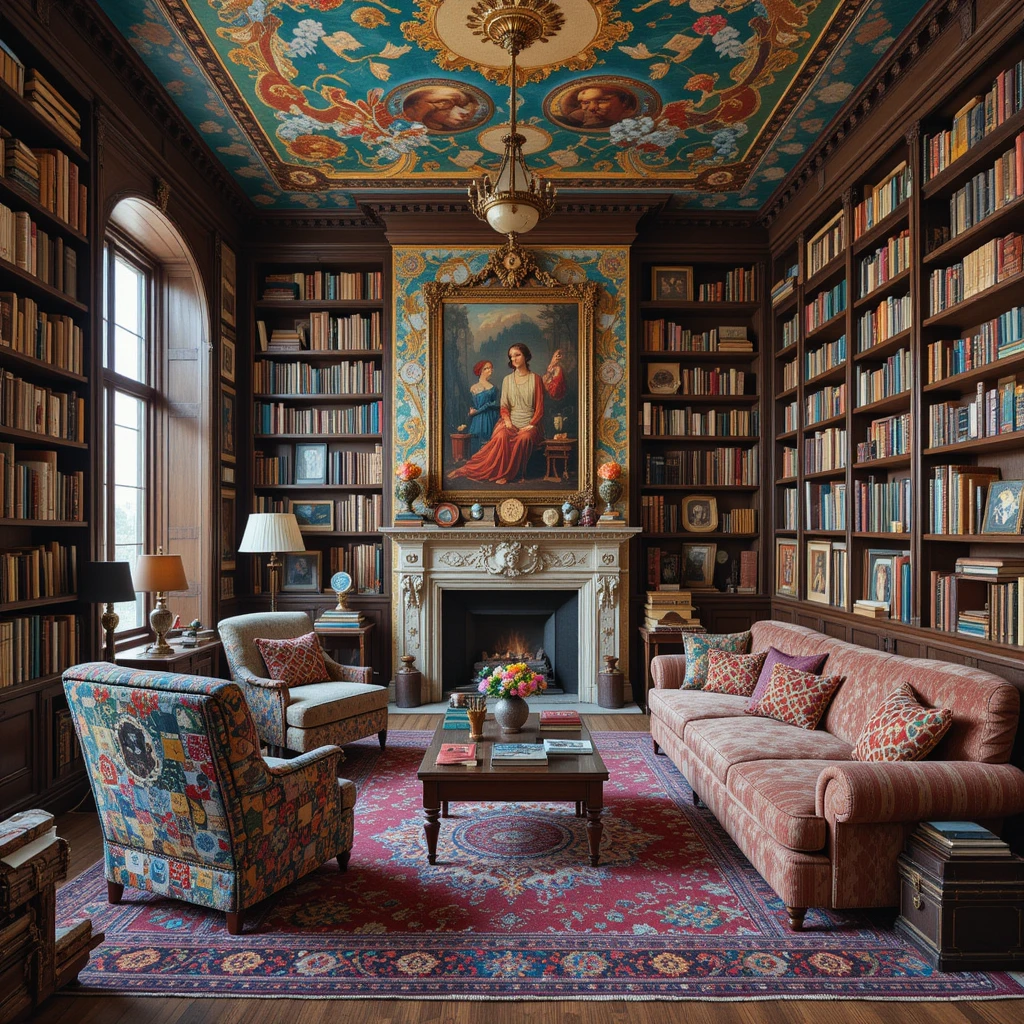 Maximalist Library Room Design