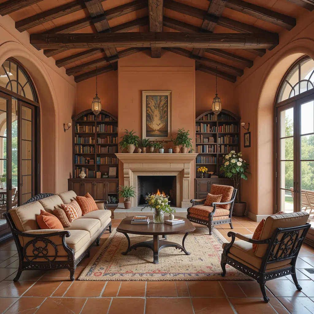 Mediterranean Library Room Design