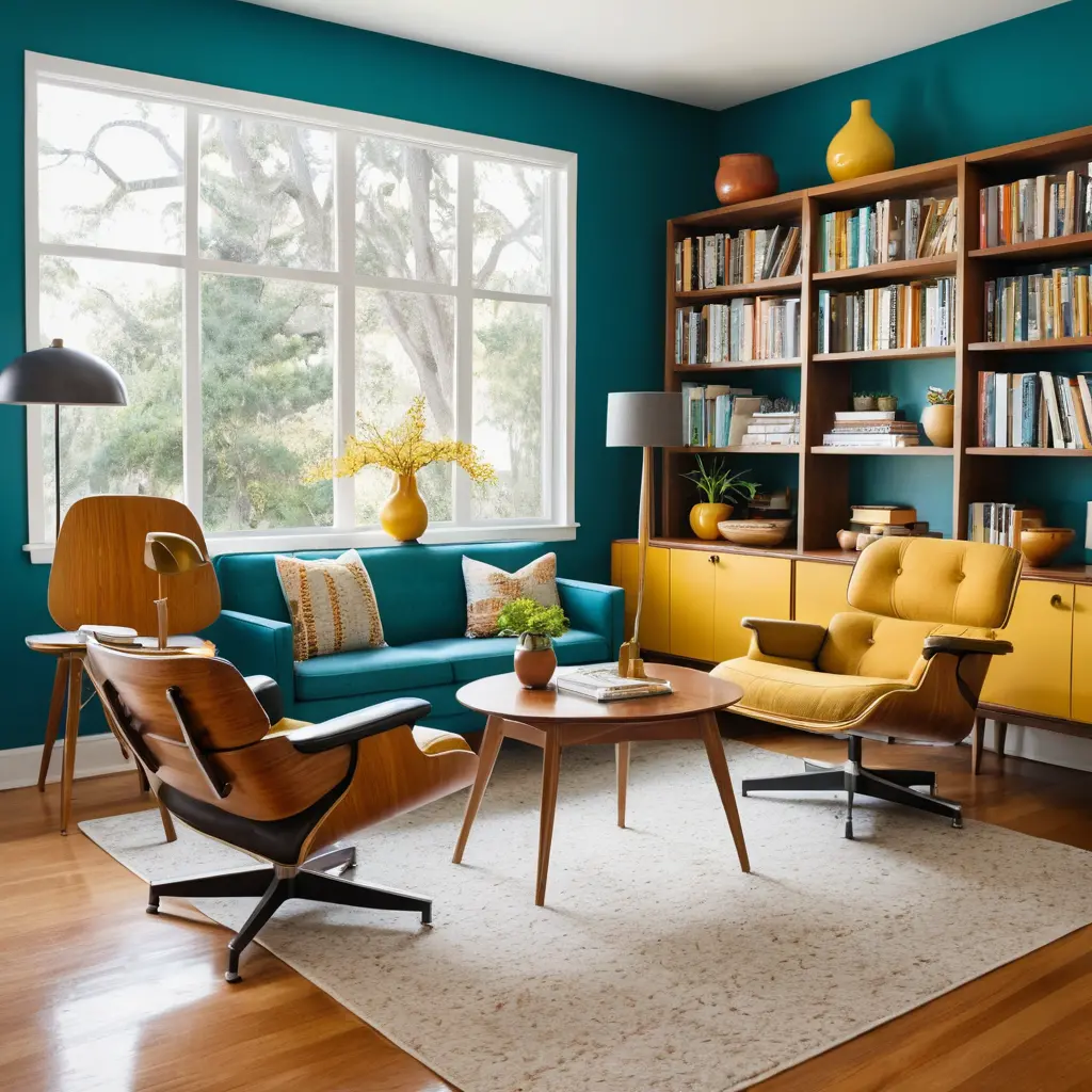 Mid-Century Modern Library Room Design