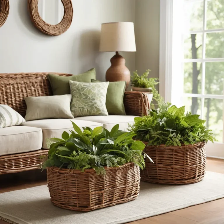 Wicker Baskets with Green Foliage