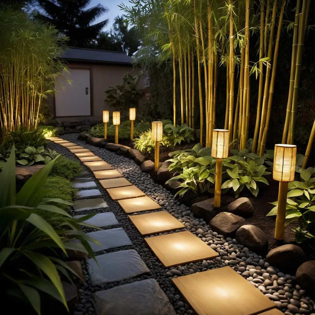 Bamboo Pathway Lights for an Asian-Inspired Garden