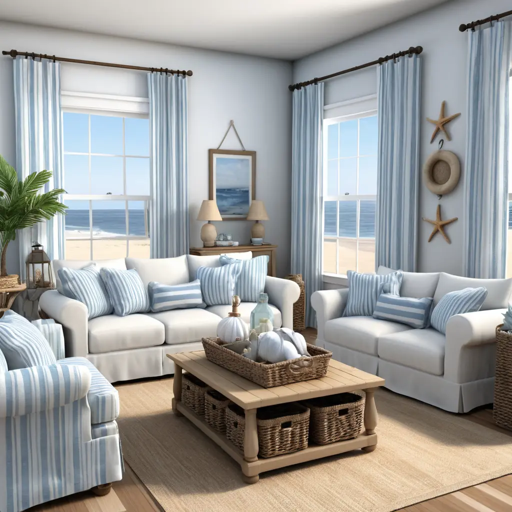 Beachy Coastal Living Room