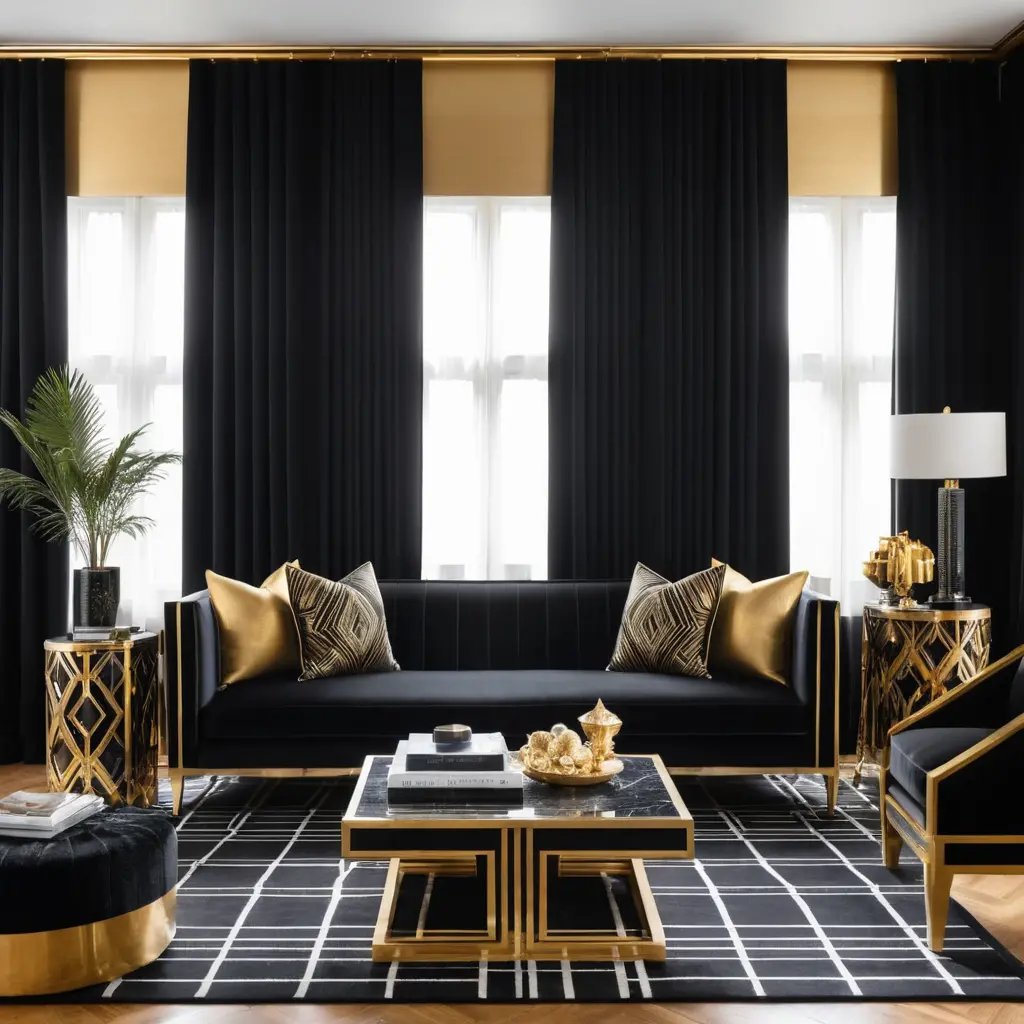 Black Curtains with Eclectic Textures