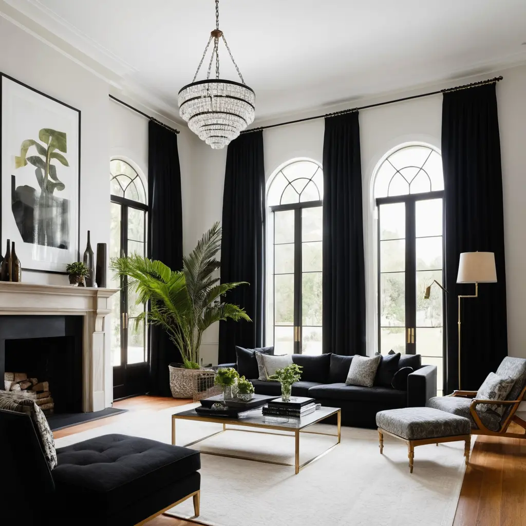 Black Curtains with High Ceilings