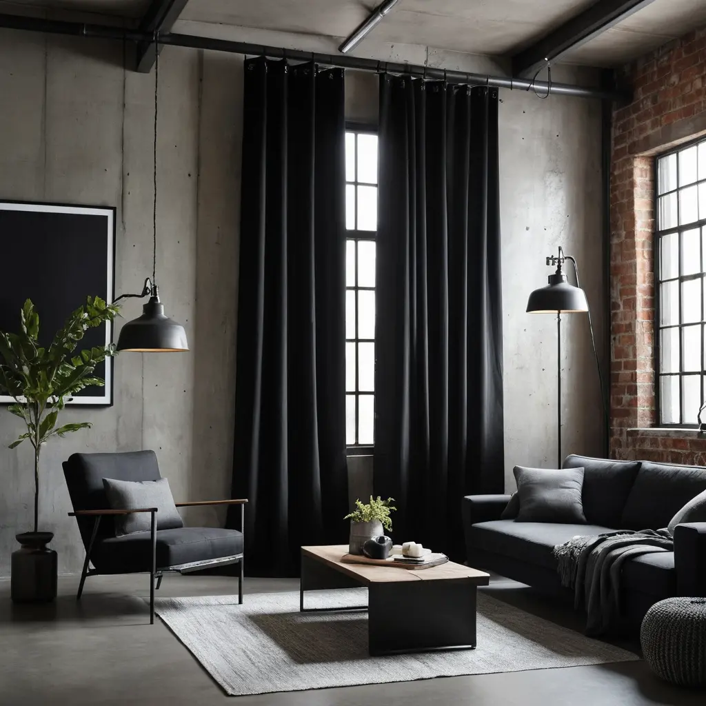 Black Curtains with Minimalist Design