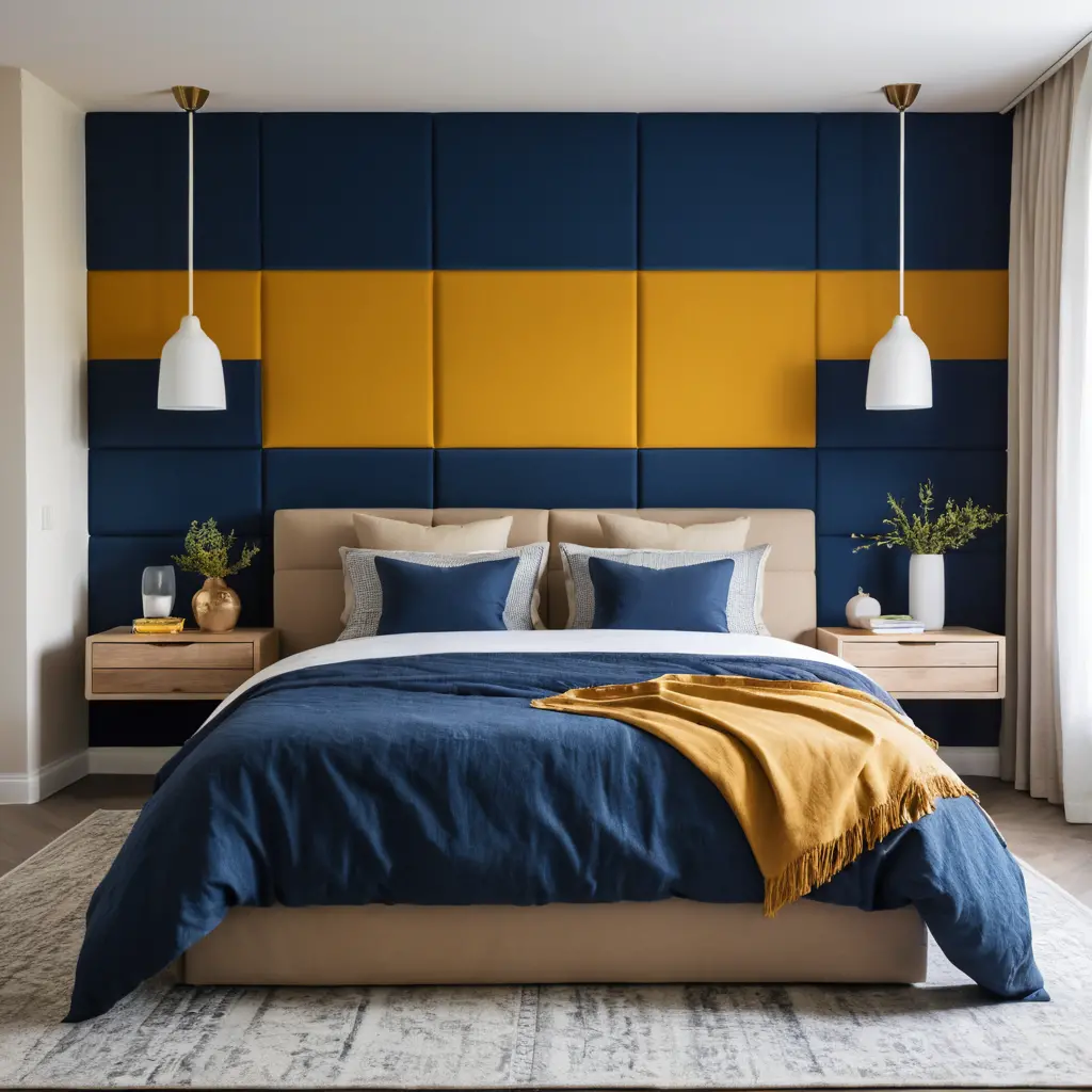 Bold Color Block Headboard Wall