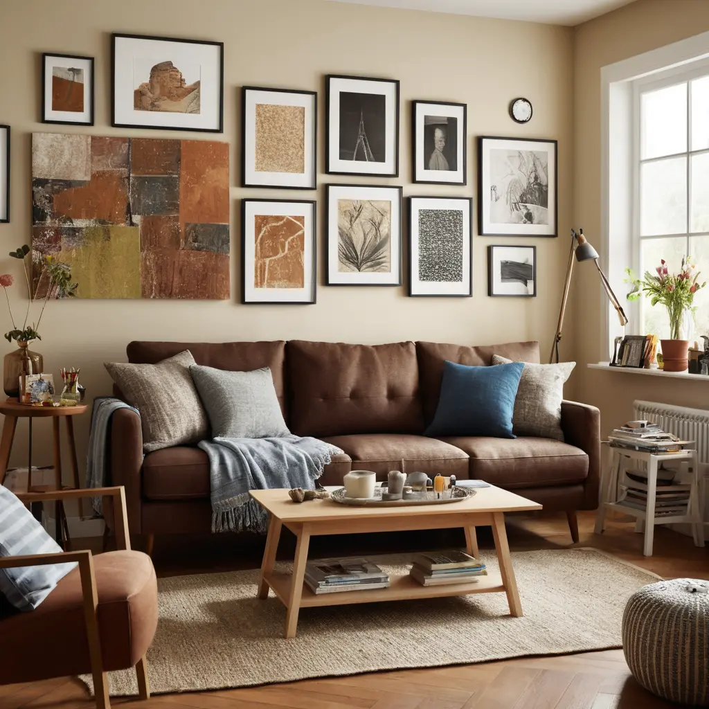 Brown Sofa in an Artistic Studio Space