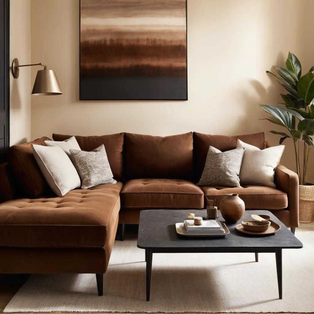 Brown Sofa with Ombre Wall Effect