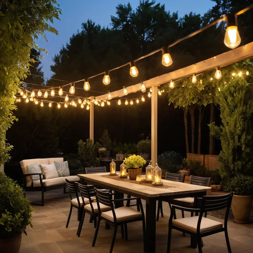 Bulb String Lights Over Patio