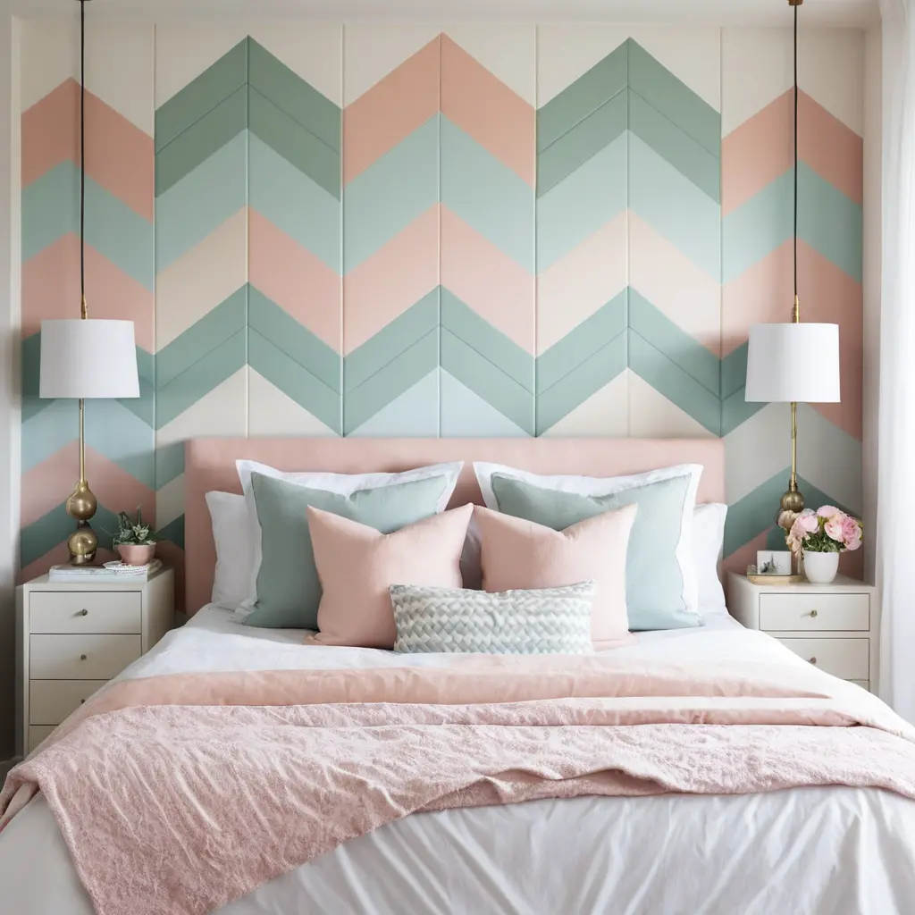 Chevron Pattern Headboard Wall