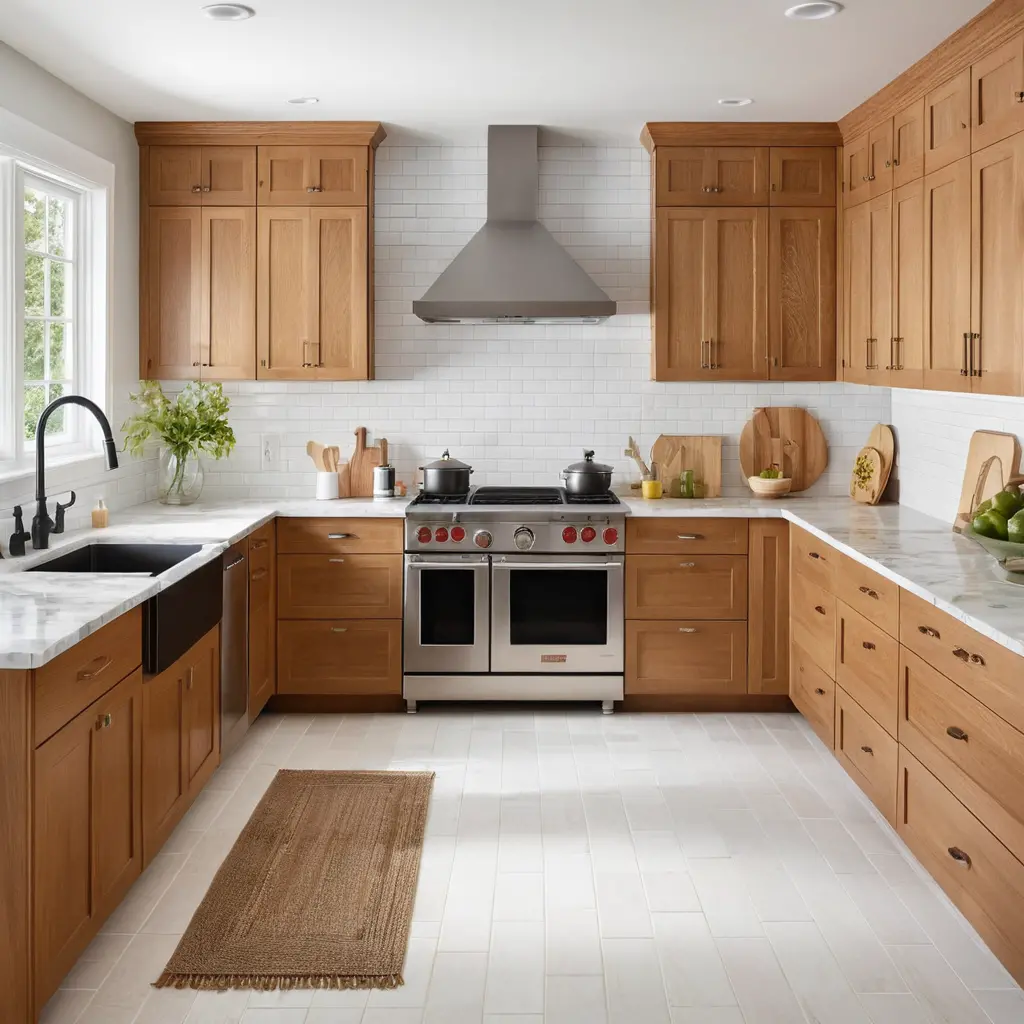 Classic White Oak Cabinets with Subway Tile Backsplash for a Timeless Look