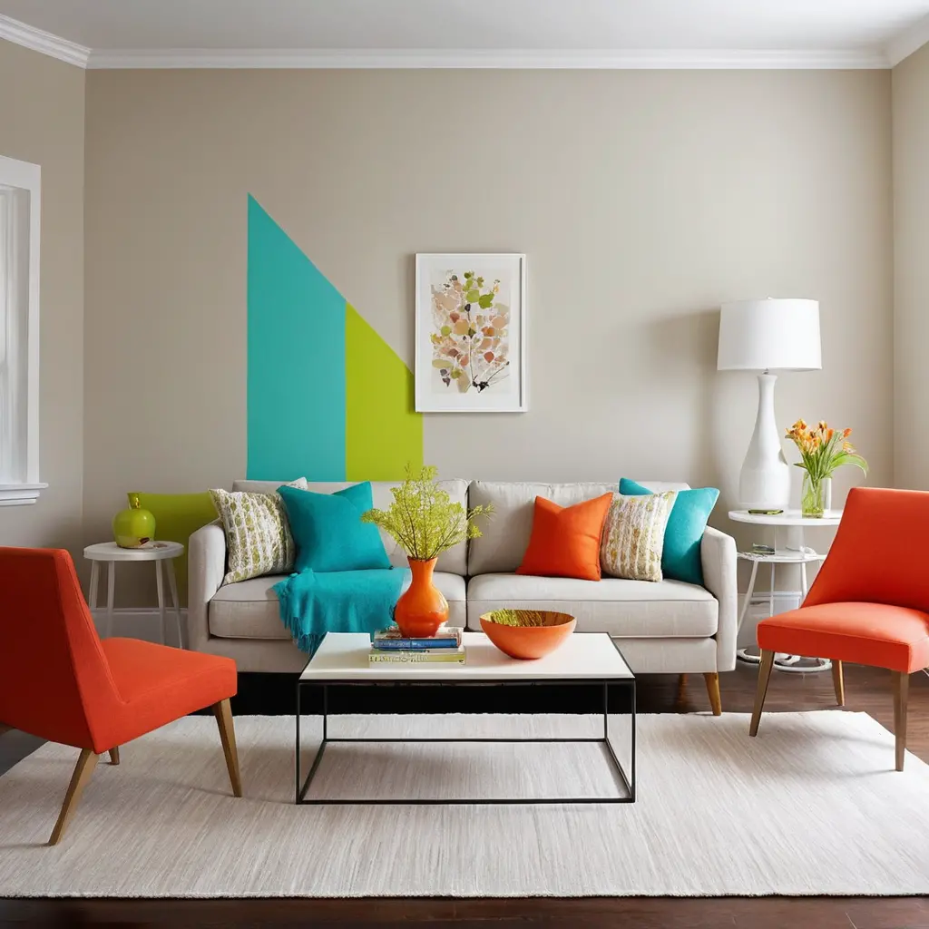 Colorful Accent Walls with Paint Dips