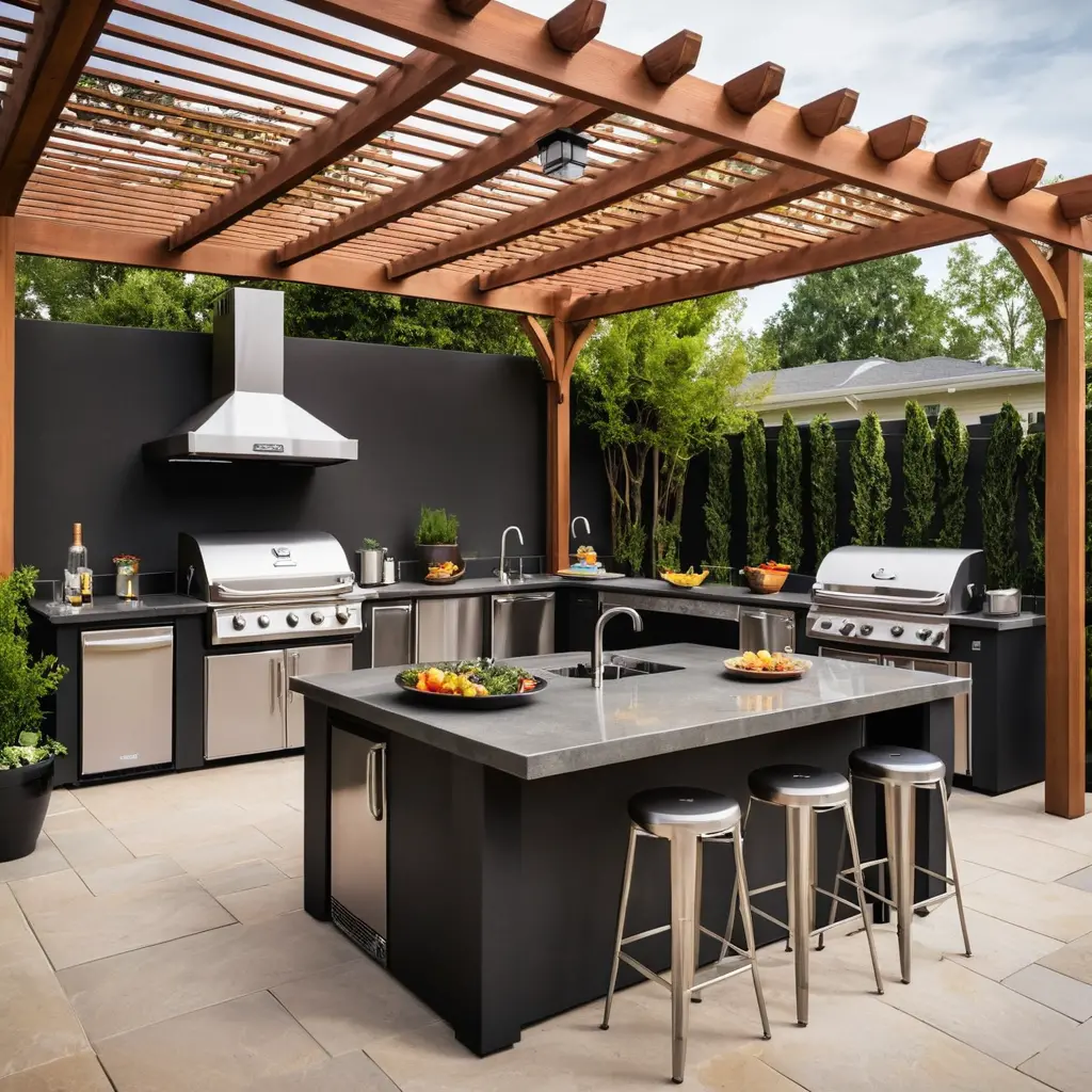 Contemporary Patio with an Outdoor Kitchen