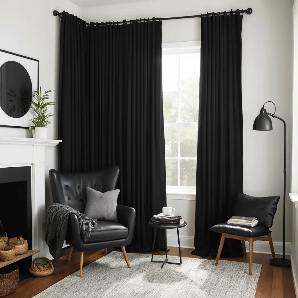 Cozy Corner with Black Curtains