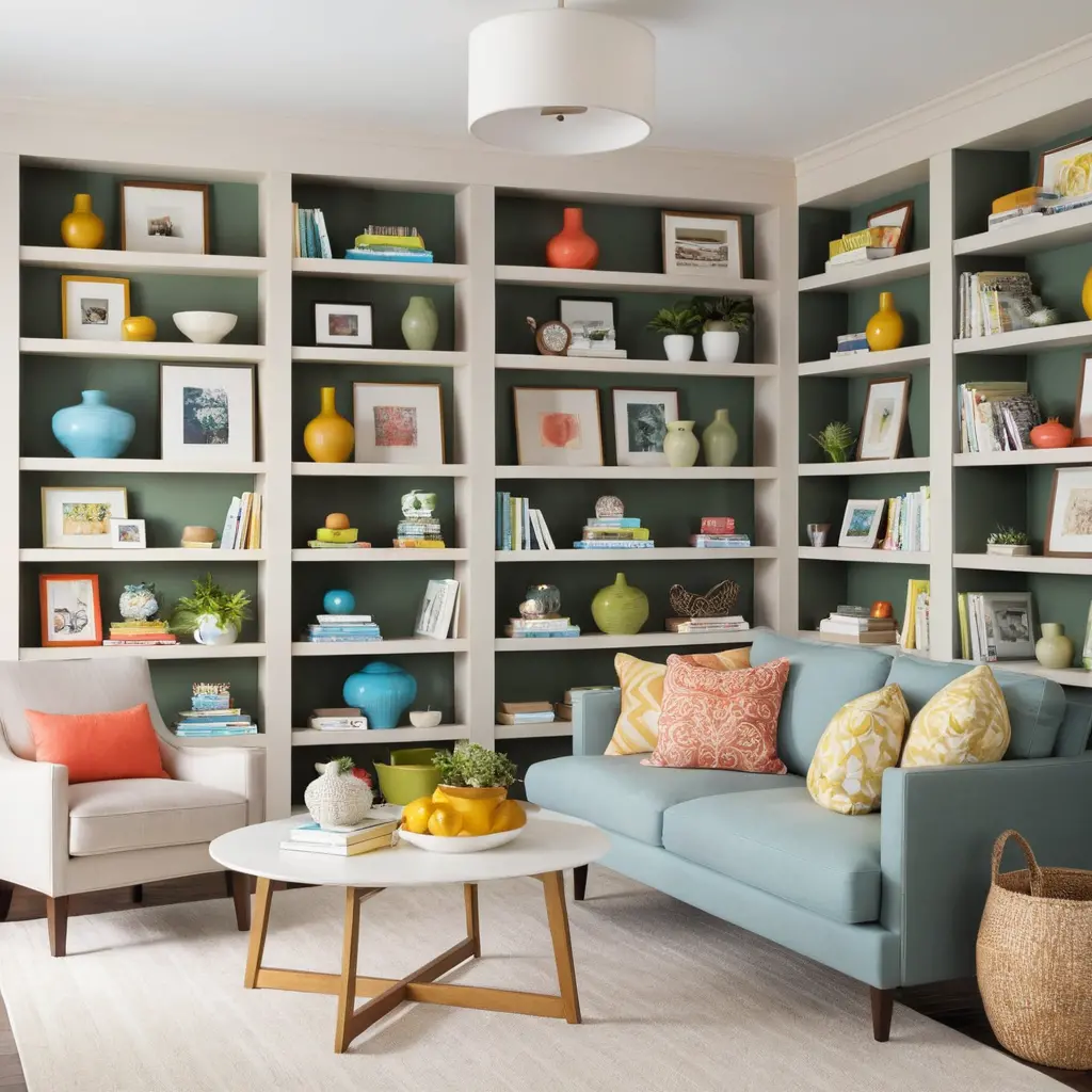 Creative Use of Colorful Bookshelves