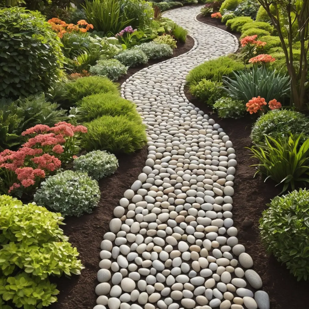 Curved Pebble Pathway