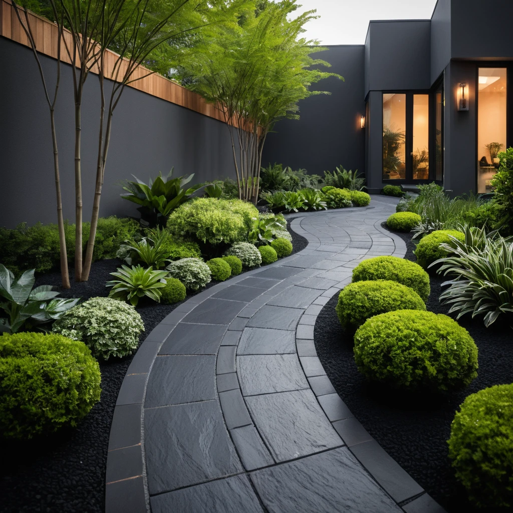 Dark Paver Walkway