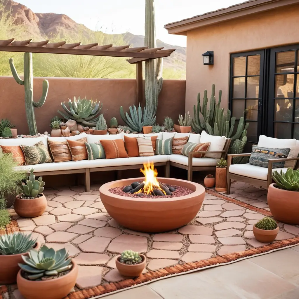 Desert-Inspired Patio with Succulent Gardens