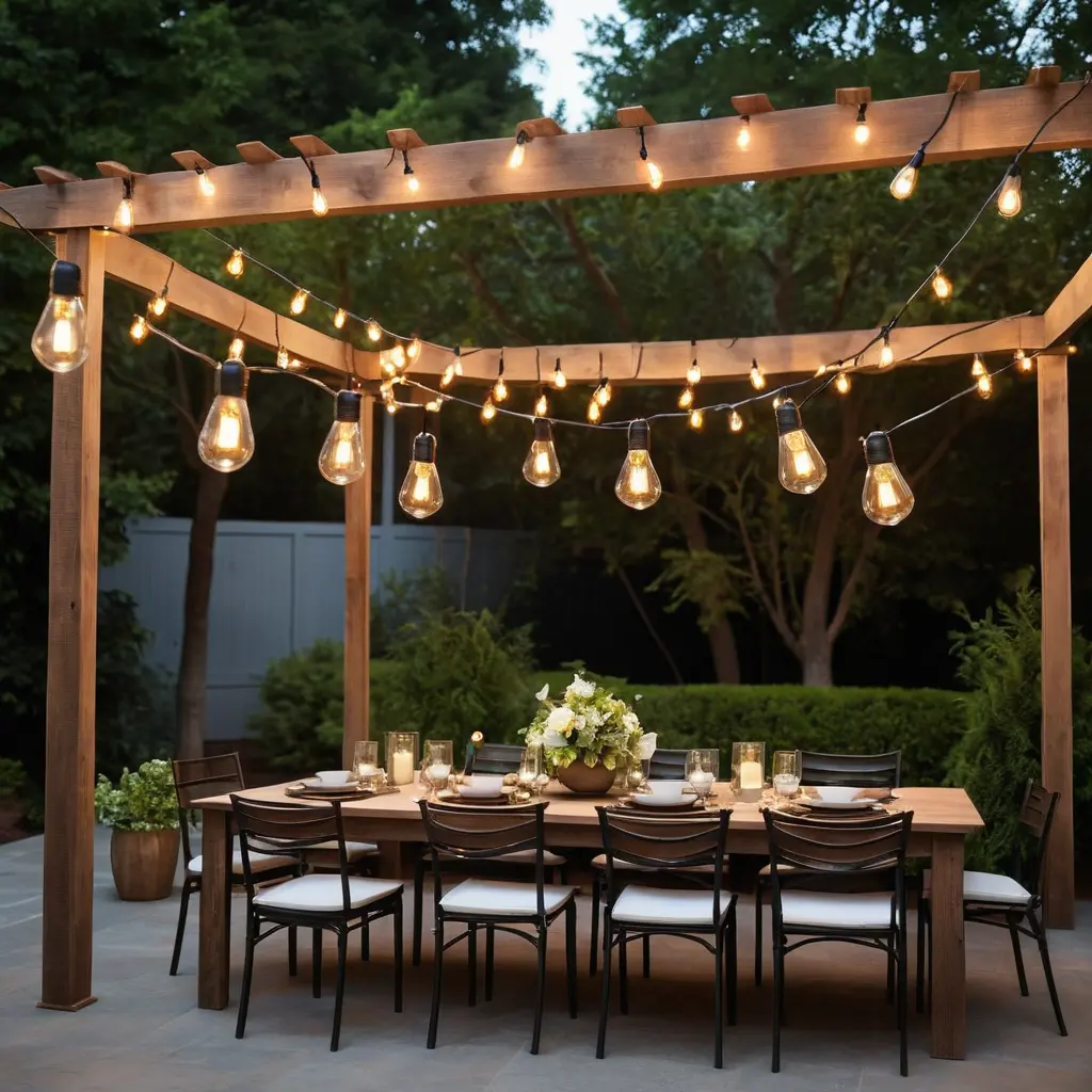 Edison Bulb String Lights in a Canopy Formation