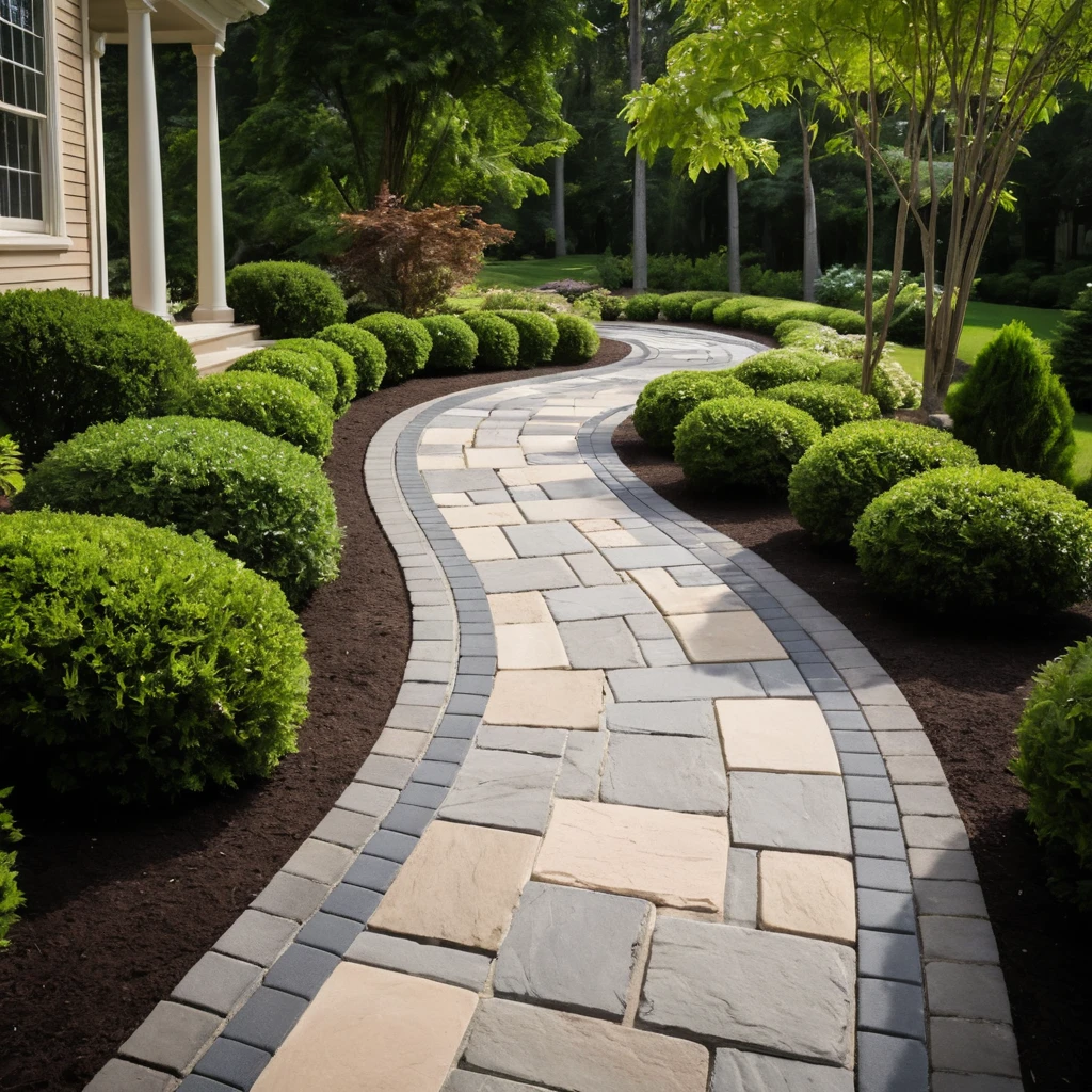 Elegant Border Paver Walkway