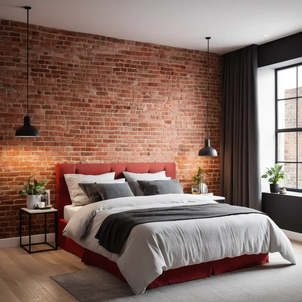 Exposed Brick Wall Headboard