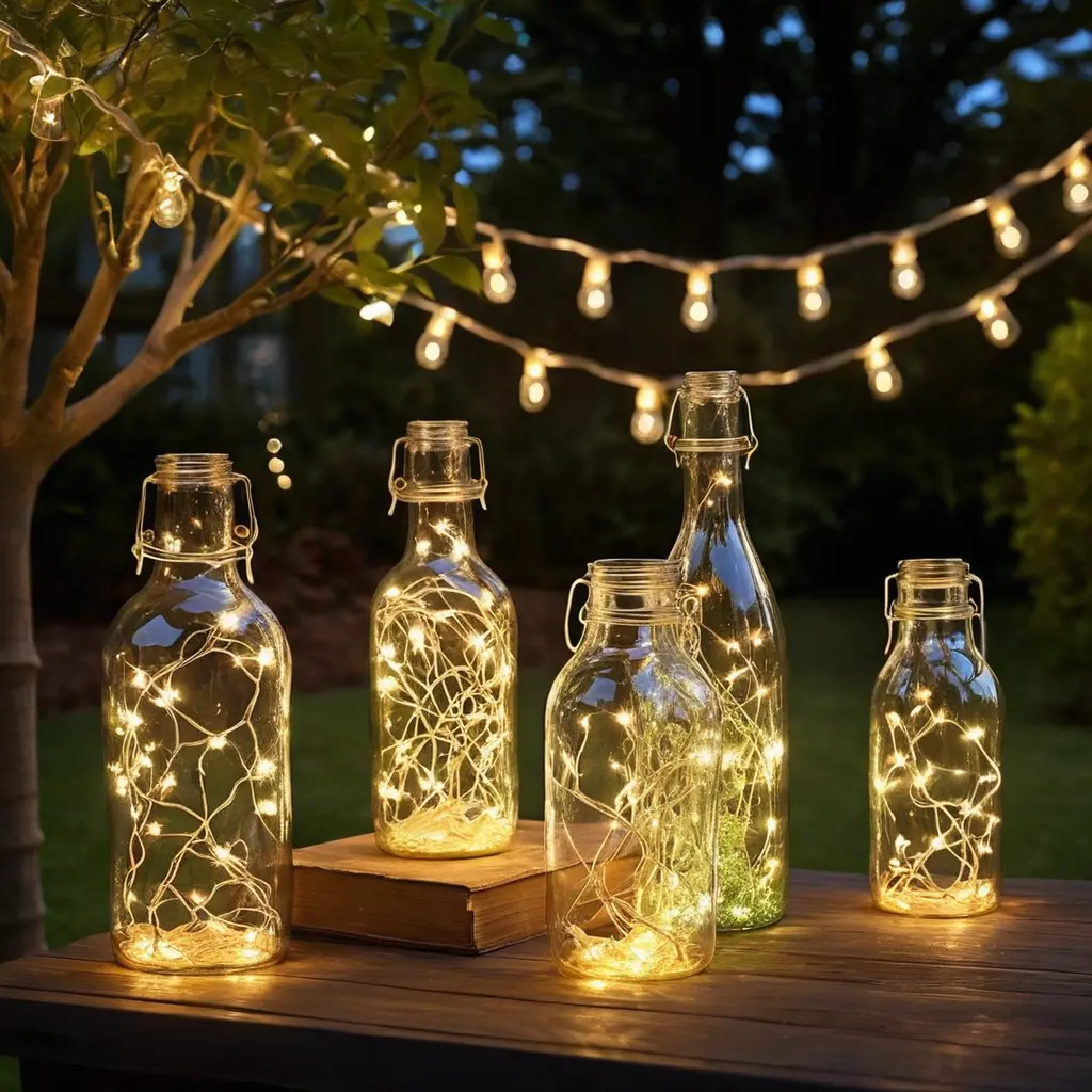 Fairy Lights in Glass Bottles for a Whimsical Touch