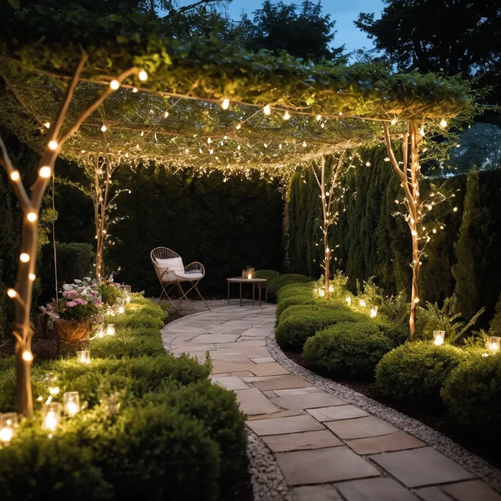 Fairy Lights in Shrubs