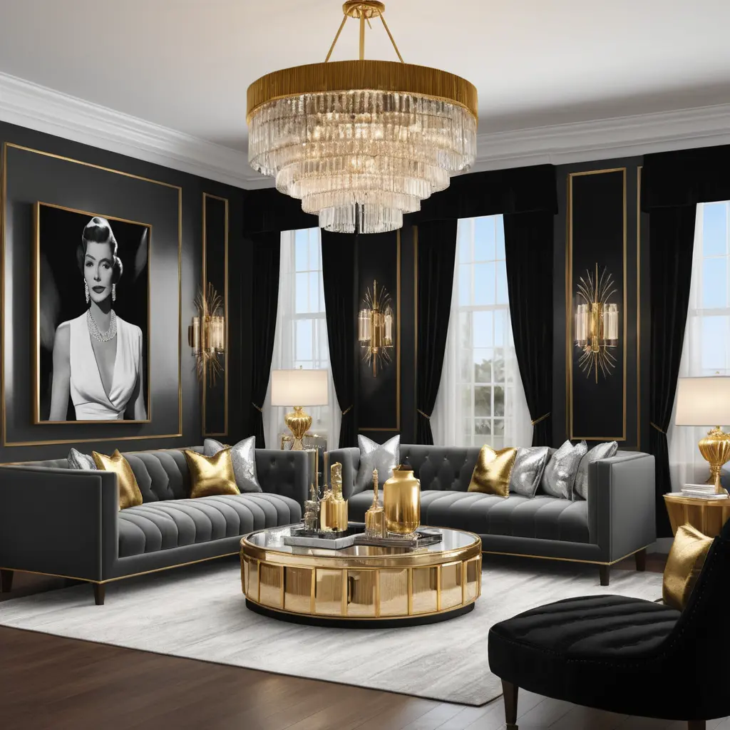 Glam Hollywood-Inspired Living Room