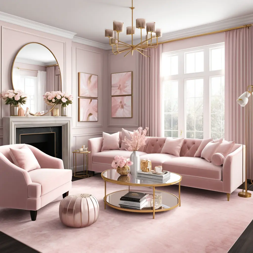 Glamorous Blush Pink Living Room