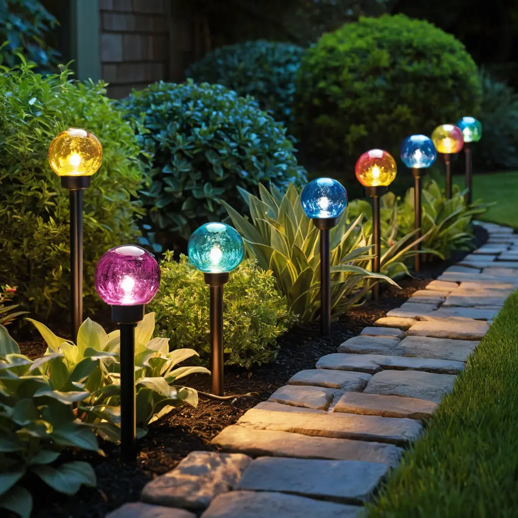 Glass Globe Path Lights for a Pop of Color