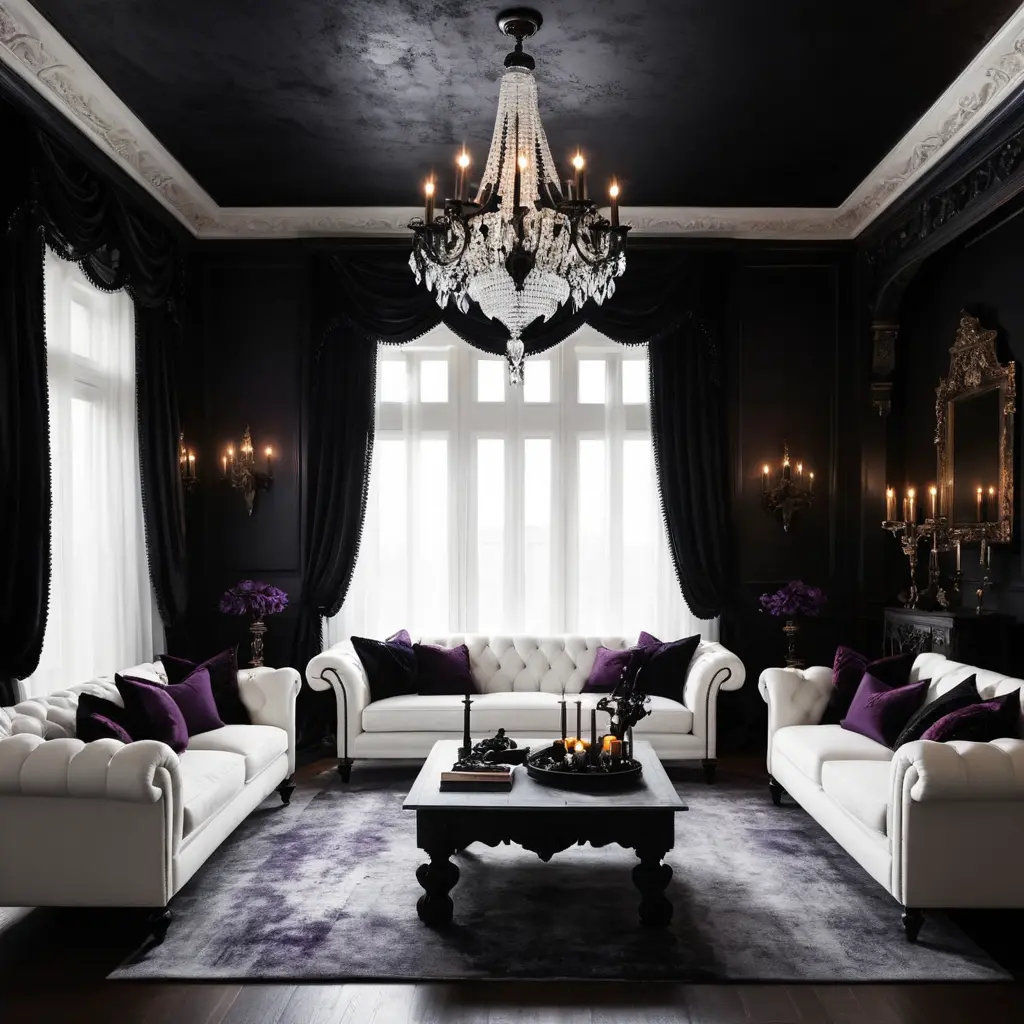 Gothic Chic with White Couch