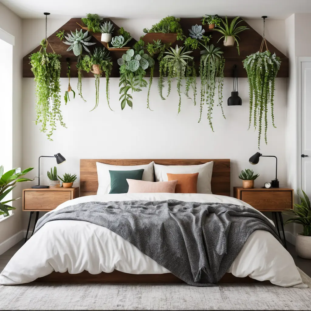 Greenery-Inspired Headboard Wall