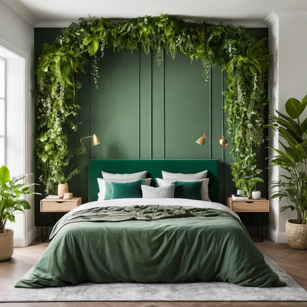 Greenery and Plant Headboard Wall