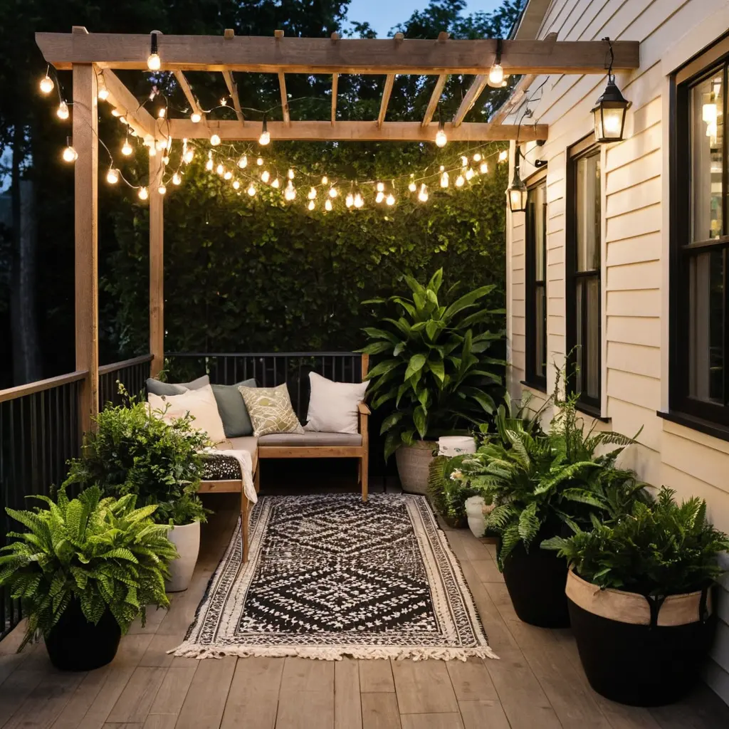 Hanging String Lights in Planters