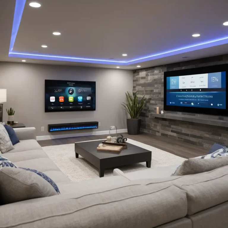 High-Tech Smart Room with Integrated Systems for Lighting, Sound, and Temperature