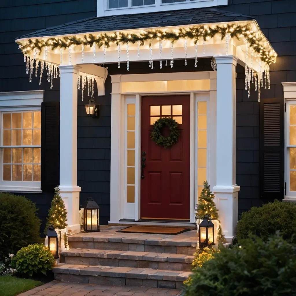 Icicle Lights on Roofline