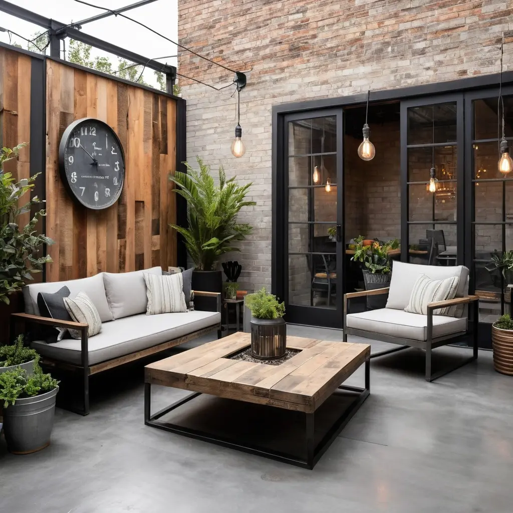 Industrial-Style Patio with Exposed Elements